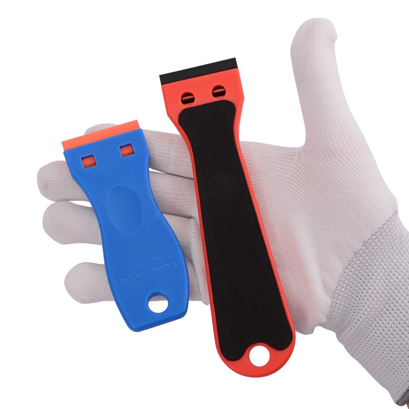 EHDIS 2pcs Plastic Razor Scraper 6-inch Long Handle Adhesive Remover Tool with 100 Double-Edge Blades for Window Tint Vinyl Scraper Decal Sticker Glue Remover (Red) - Image 4